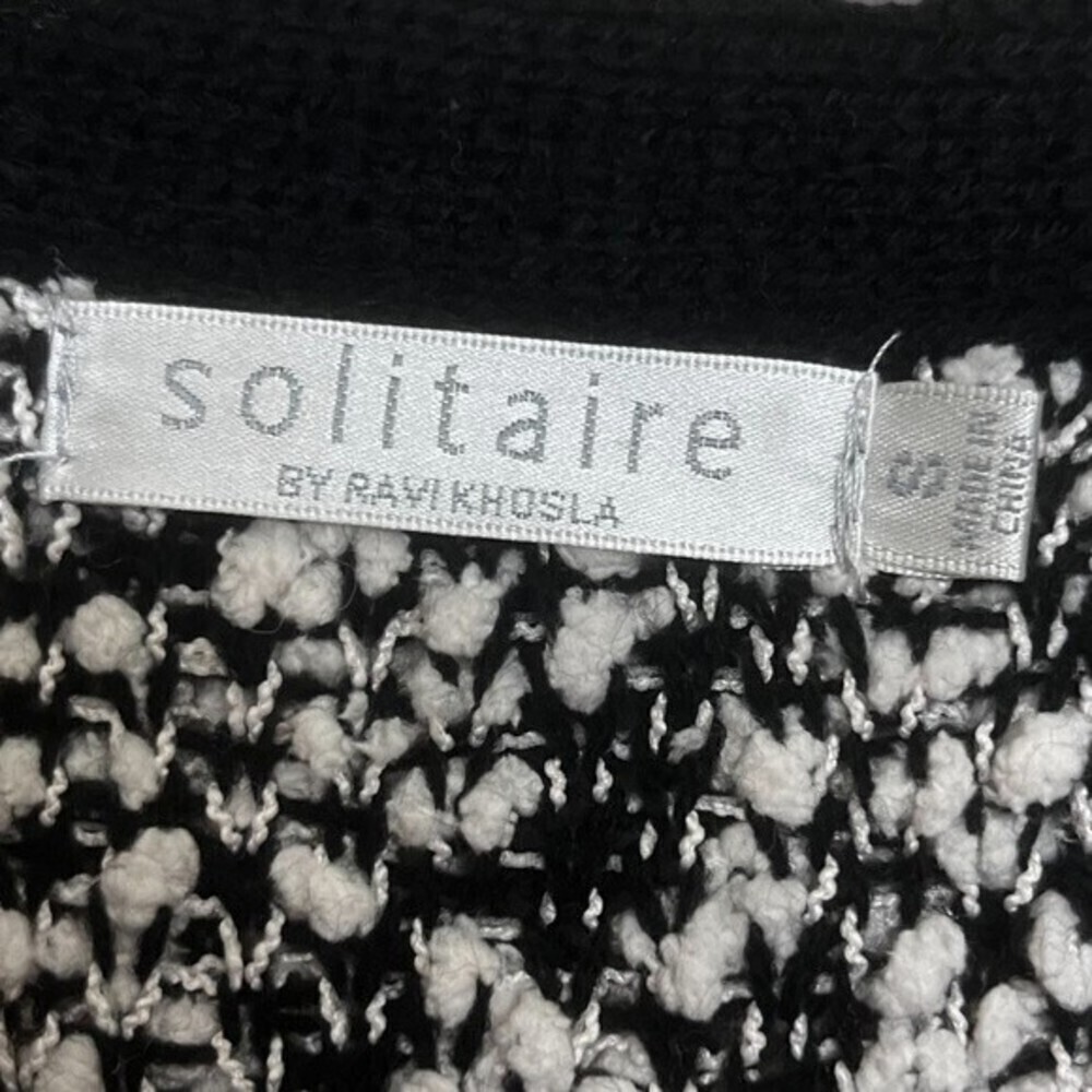 Anthropologie Solitaire Sweater Cardigan Black White Geometric Womens Size Small - Picture 3 of 10
